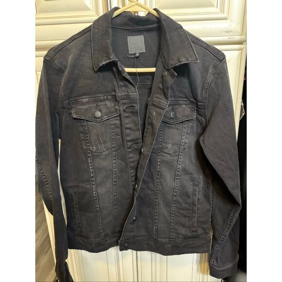 Joe's Women's Button Front Distressed Trucker Denim jacket Black Medium - Picture 8 of 11
